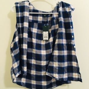 Wild Fabel Plaid sleeve Tank BRAND NEW Sz 2X